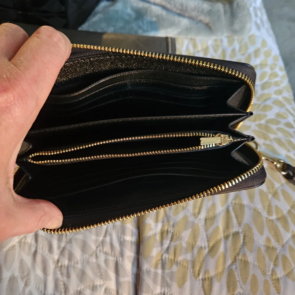 Coach Black Wristlet with Gold Accents - Picture 3 of 7